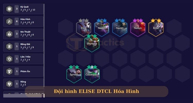 Đội hình Elise DTCL Hóa Hình