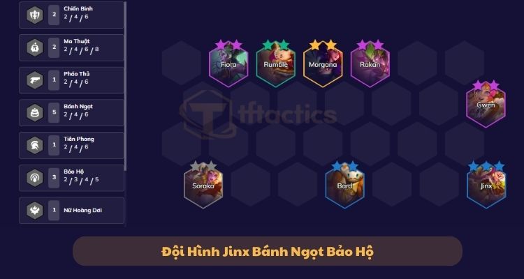 Cách vận hành đội hình Jinx Bánh Ngọt Bảo Hộ