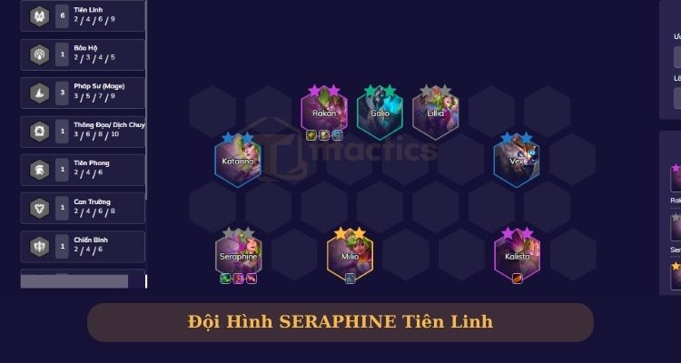 Đội hình Seraphine DTCL Tiên Linh