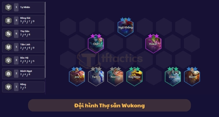 Đội hình Thợ Săn Jinx - Wukong DTCL mùa 12