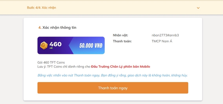 nạp đấu trường chân lý